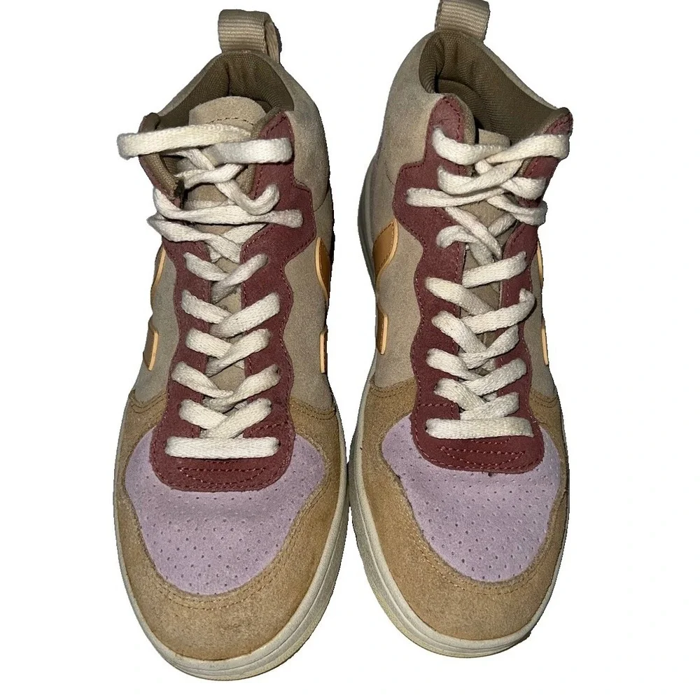 Veja V-15 Multico Peach Suede Leather Lace Up High Top Women's Size 6(8-b18)